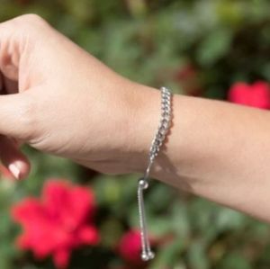 RHODIUM PLATED CURB CHAIN BOLO BRACELET